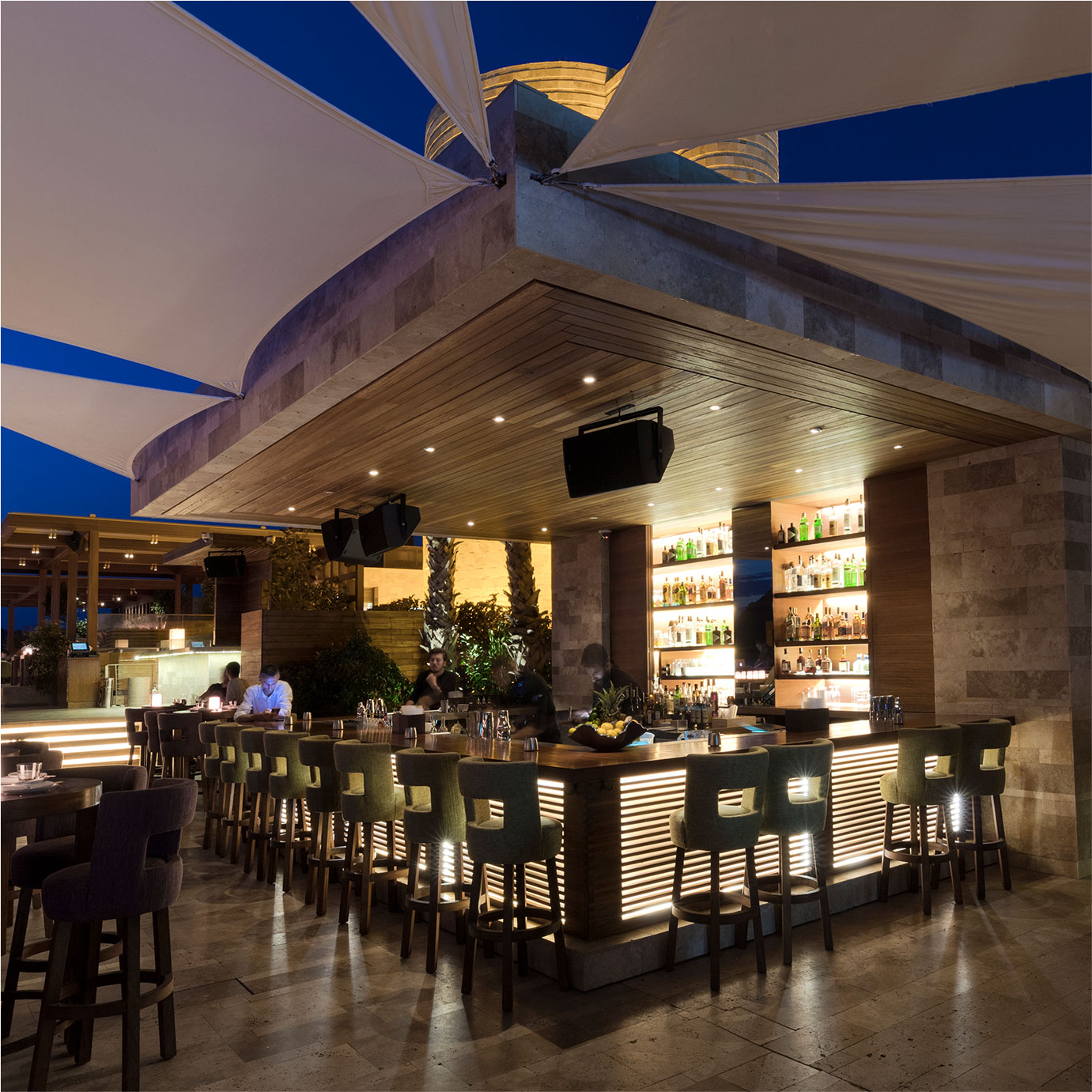 Zuma Bodrum luxury restaurant design with pergola bar