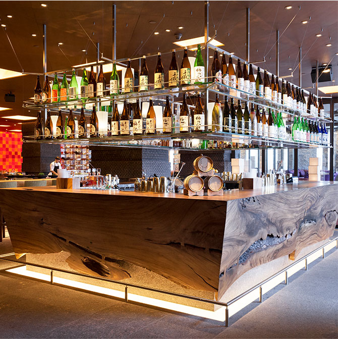 Zuma luxury wooden bar restaurant design 